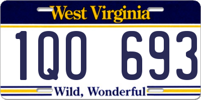 WV license plate 1QO693