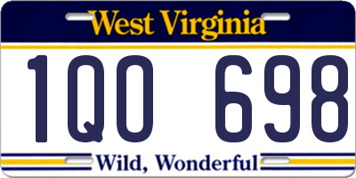 WV license plate 1QO698