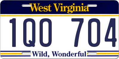 WV license plate 1QO704