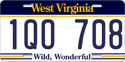 WV license plate 1QO708