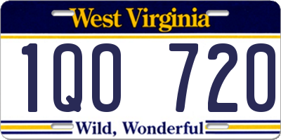 WV license plate 1QO720