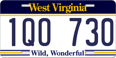 WV license plate 1QO730