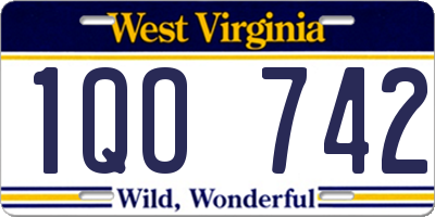 WV license plate 1QO742