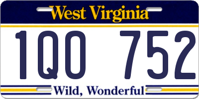 WV license plate 1QO752