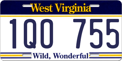 WV license plate 1QO755
