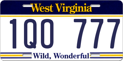 WV license plate 1QO777