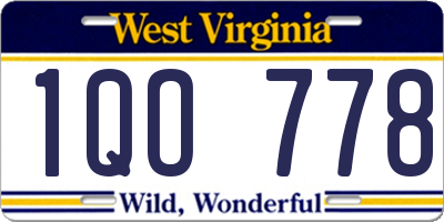 WV license plate 1QO778