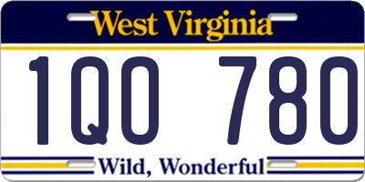 WV license plate 1QO780