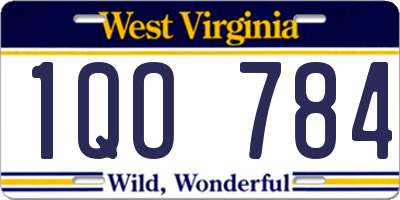 WV license plate 1QO784