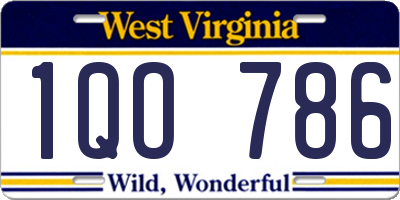 WV license plate 1QO786