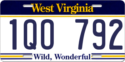 WV license plate 1QO792