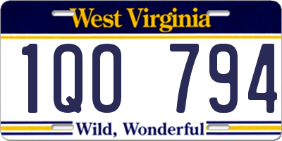 WV license plate 1QO794