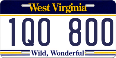 WV license plate 1QO800