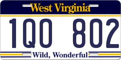WV license plate 1QO802