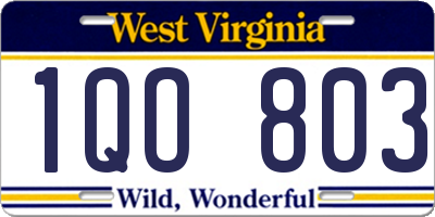 WV license plate 1QO803