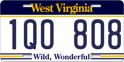 WV license plate 1QO808