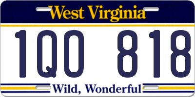 WV license plate 1QO818