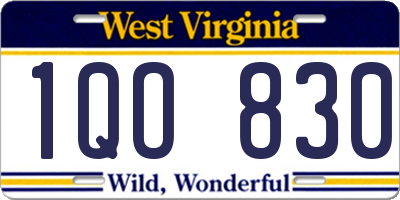WV license plate 1QO830
