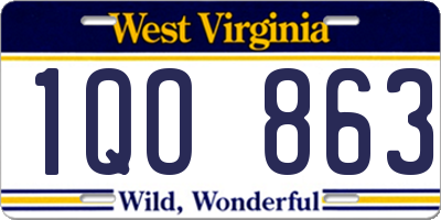 WV license plate 1QO863