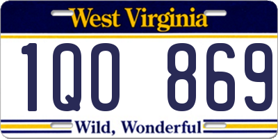 WV license plate 1QO869
