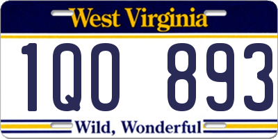WV license plate 1QO893
