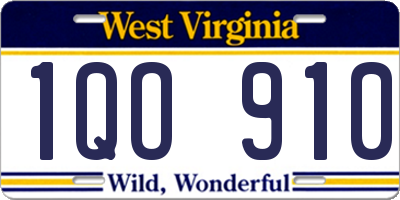 WV license plate 1QO910
