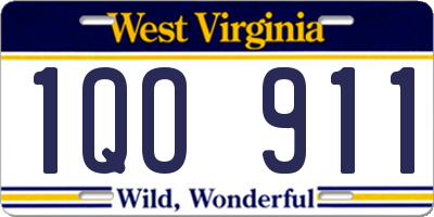 WV license plate 1QO911