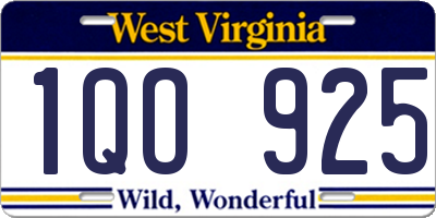 WV license plate 1QO925