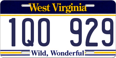 WV license plate 1QO929