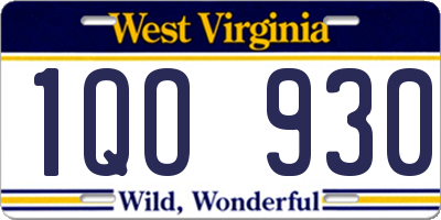 WV license plate 1QO930