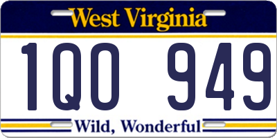 WV license plate 1QO949