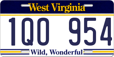 WV license plate 1QO954