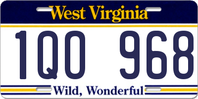 WV license plate 1QO968