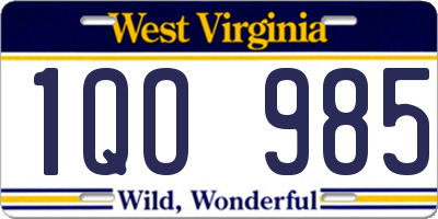 WV license plate 1QO985