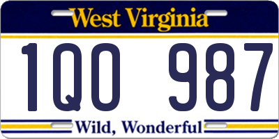 WV license plate 1QO987