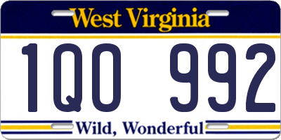 WV license plate 1QO992