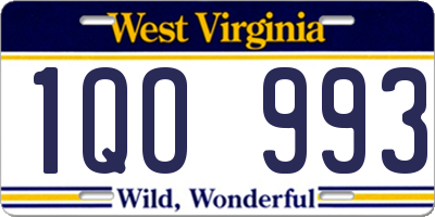 WV license plate 1QO993