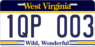 WV license plate 1QP003