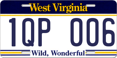 WV license plate 1QP006