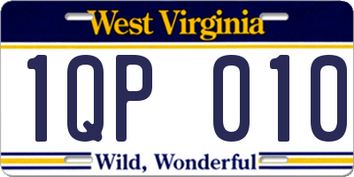 WV license plate 1QP010