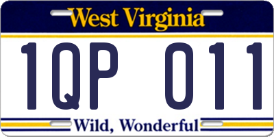 WV license plate 1QP011