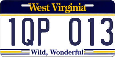 WV license plate 1QP013
