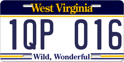 WV license plate 1QP016