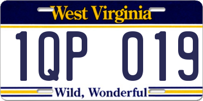 WV license plate 1QP019