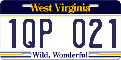 WV license plate 1QP021