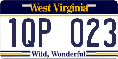 WV license plate 1QP023