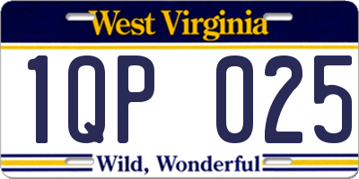 WV license plate 1QP025