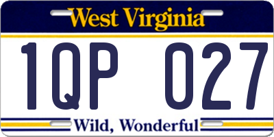 WV license plate 1QP027