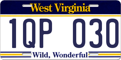 WV license plate 1QP030