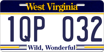 WV license plate 1QP032